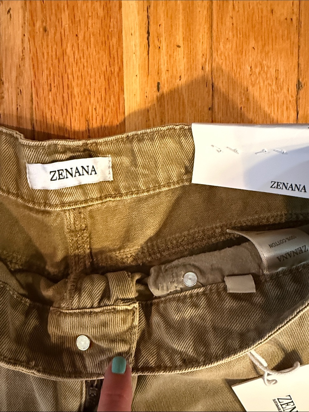 High-Waisted Distressed Crop Jeans - Olive Brown - Picture 3 of 5